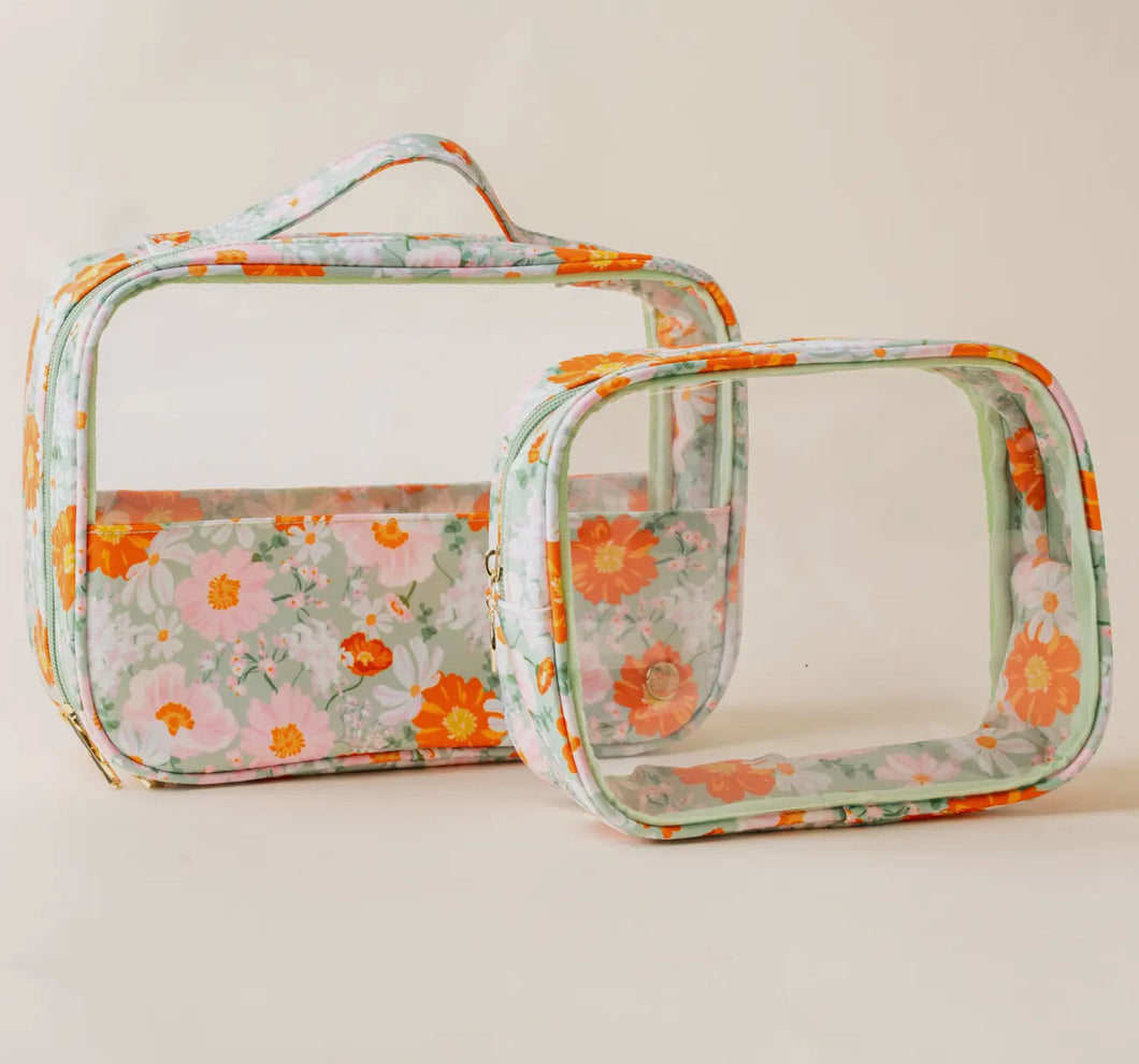 Clearly Chic Cosmetic Bag Set | Bouquet Beauty Sage