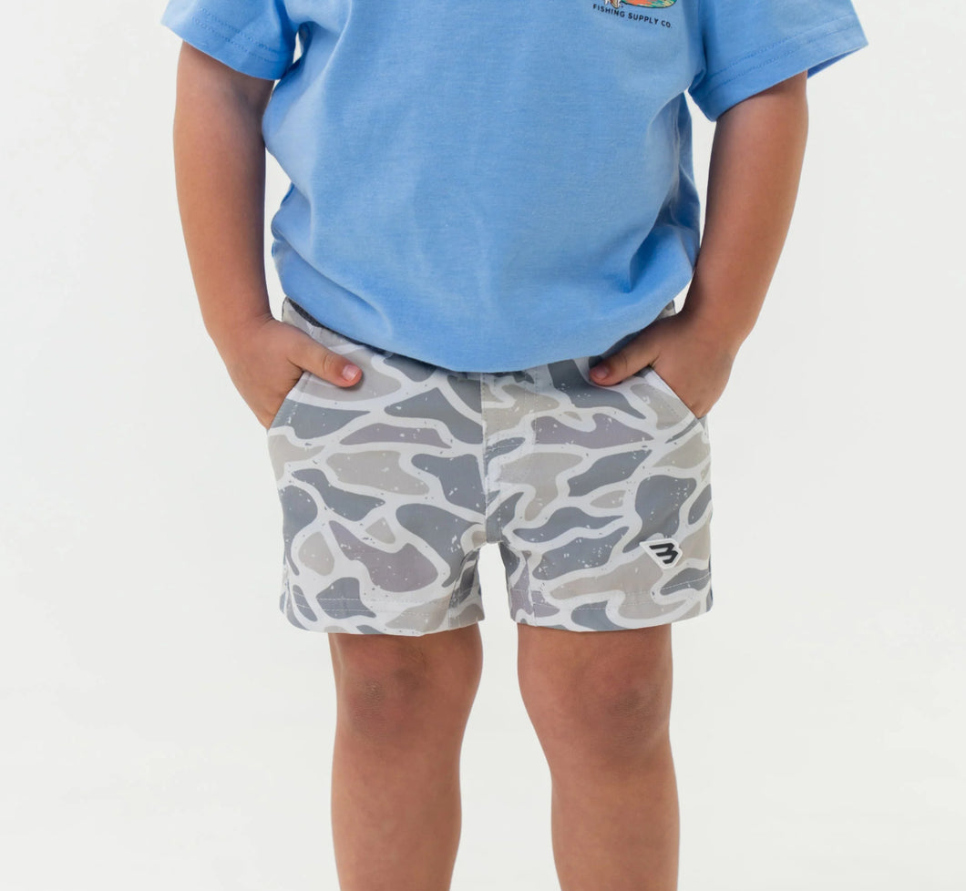 Burlebo | YOUTH White Camo Athletic Shorts