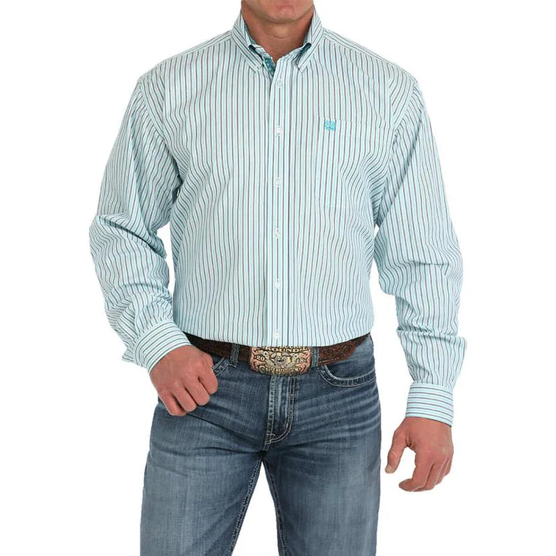 Cinch | Men’s Tencel Stripe L/S White