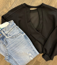 Load image into Gallery viewer, Good Girl | Black Open Back Long Sleeve Modal Knit Top
