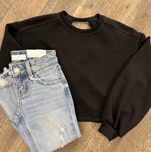 Load image into Gallery viewer, Good Girl | Black Open Back Long Sleeve Modal Knit Top
