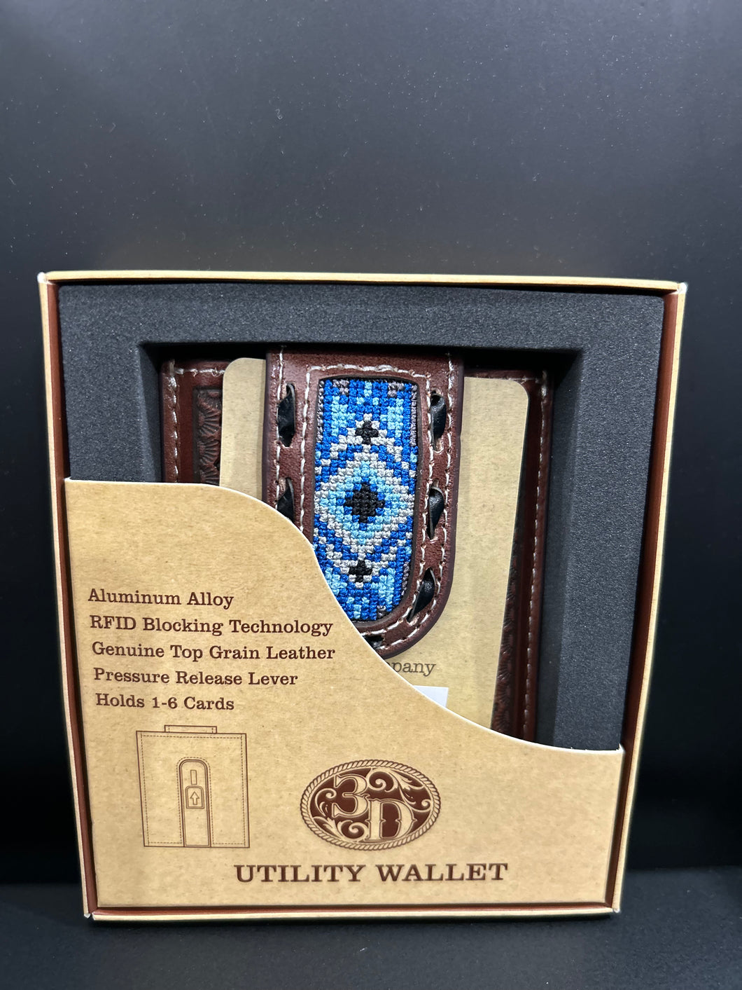 3D | Utility Wallet Blue Inlay