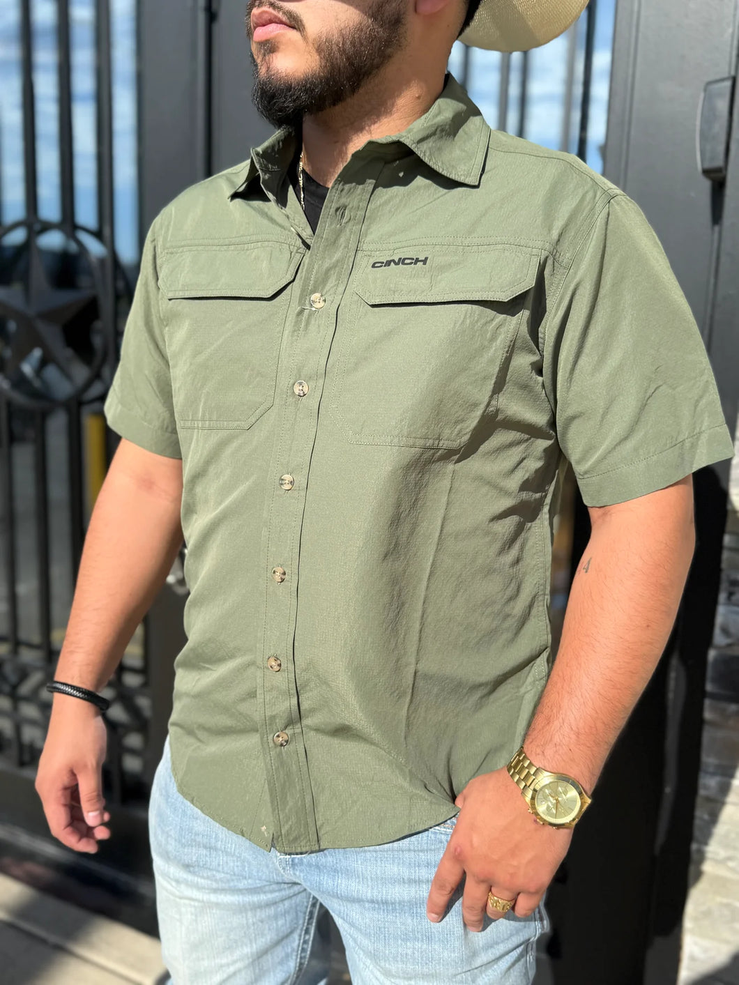Cinch Mens Arena Flex S/S | Olive
