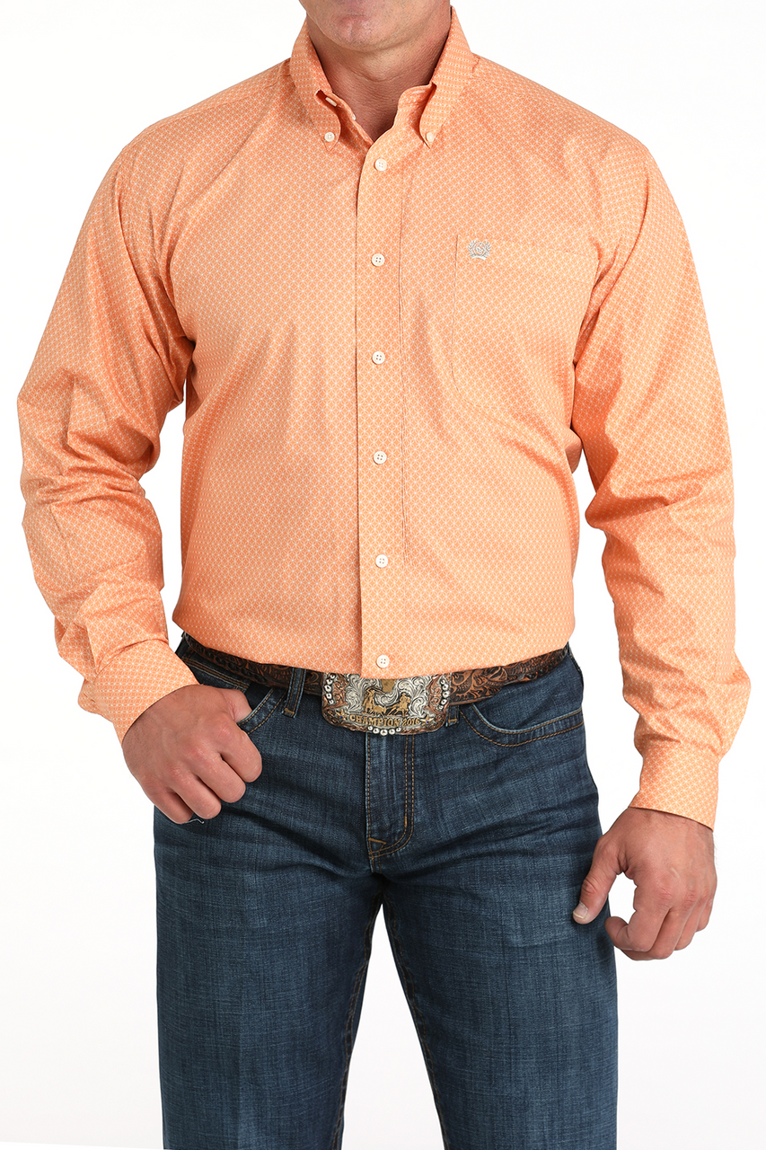 Cinch | L/S Orange Button Down