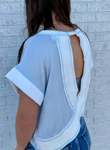 Load image into Gallery viewer, Baby Blue Open Back Stripe Top
