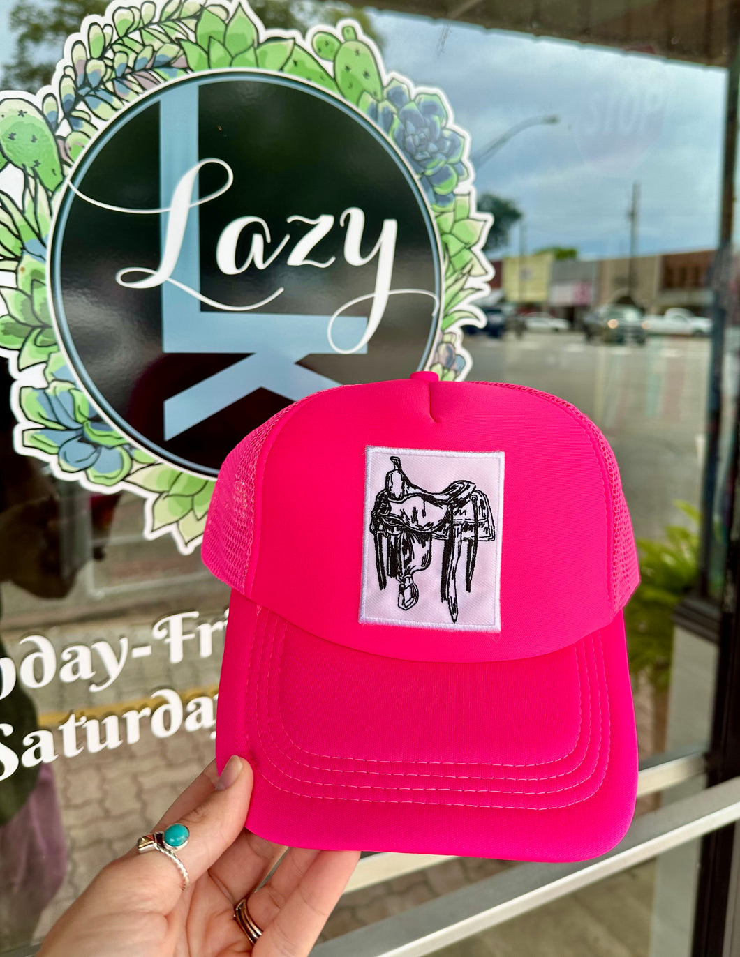 Saddle Up Trucker Hat | Hot Pink