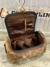 Load image into Gallery viewer, Tooled Natrual Leather Toiletry Bag
