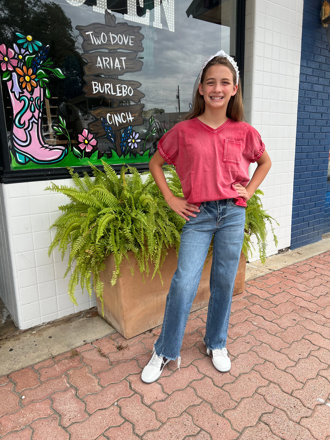 Hayden | Red Acid Wash Belle Top