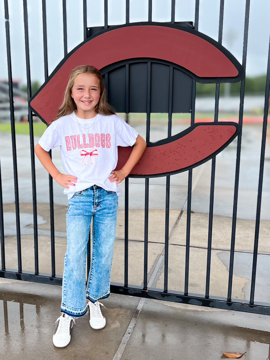 Bulldogs Gingham Bow Tee