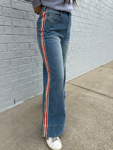 Load image into Gallery viewer, Red &amp; White Side Striped Wide Leg Pants
