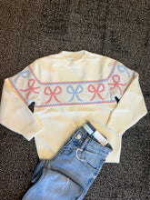 Load image into Gallery viewer, Girls Cream Bow Knit Sweater
