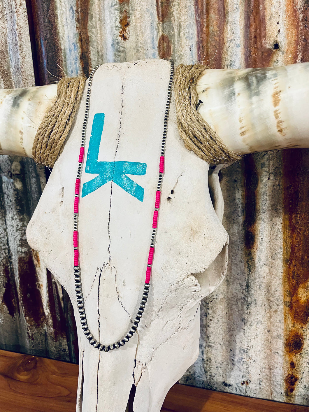 Long Pink Navajo Necklace